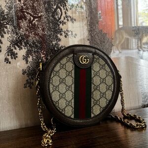 Gucci Brown and Green Crossbody Bag - worn once